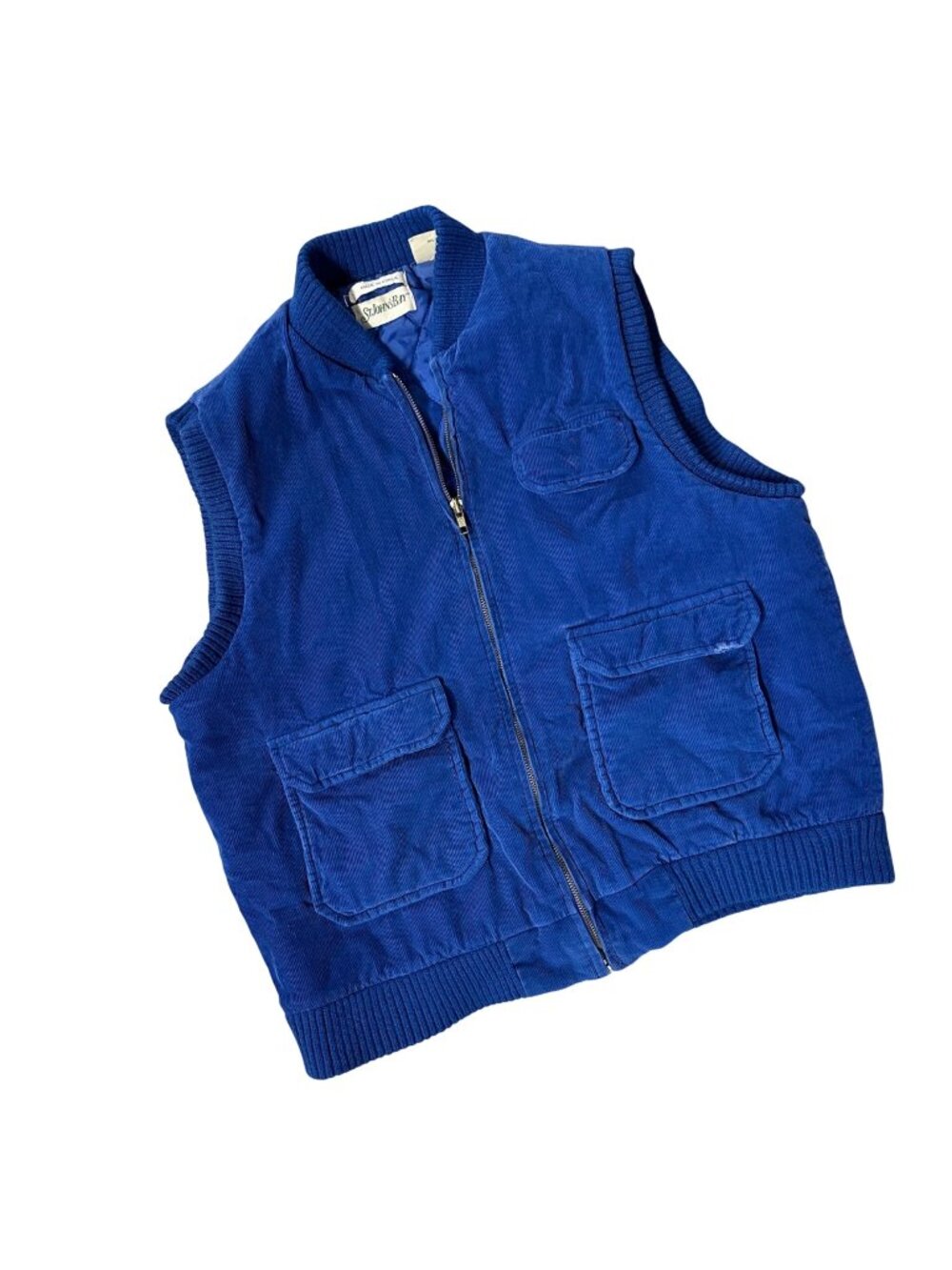 Vintage Blue Corduroy Vest St Johns Bay 1980s Made In Korea Large Outerwear READ
